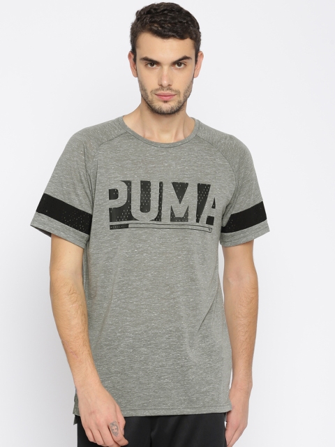 

Puma Men Grey Melange Printed Round Neck T-shirt