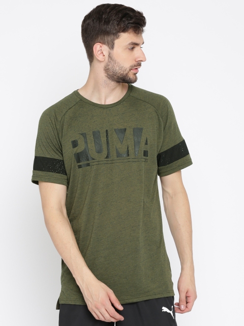 

Puma Men Olive Green Printed Round Neck Raglan Energy T-shirt