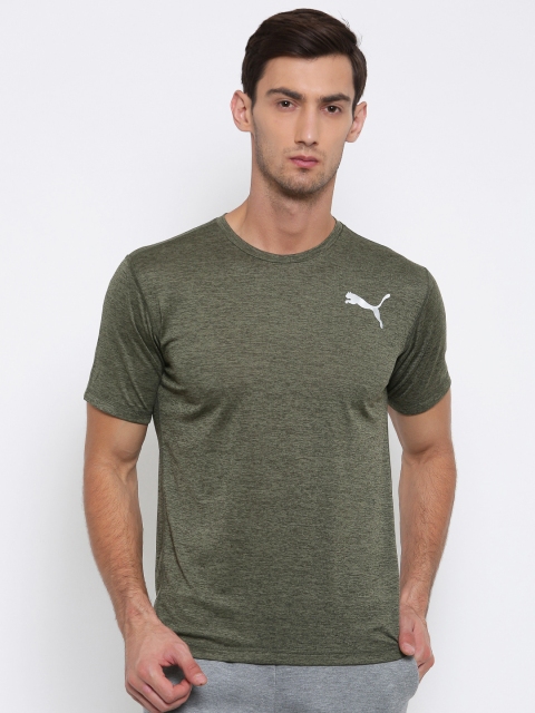 

Puma Men Olive Green Solid ESSENTIAL PURETECH HEATHER T-shirt