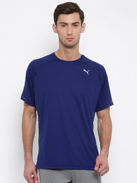 

Puma Men Blue Core-Run S/S Self-Design Round Neck T-shirt