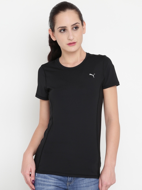 

Puma Women Black Essential Solid Round Neck T-shirt