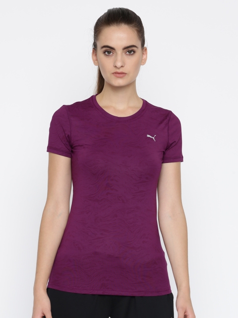 

Puma Women Purple Printed Round Neck Essential T-shirt