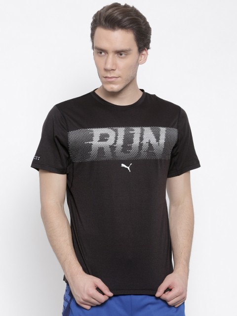 

Puma Men Black Printed Run S/S Round Neck T-shirt