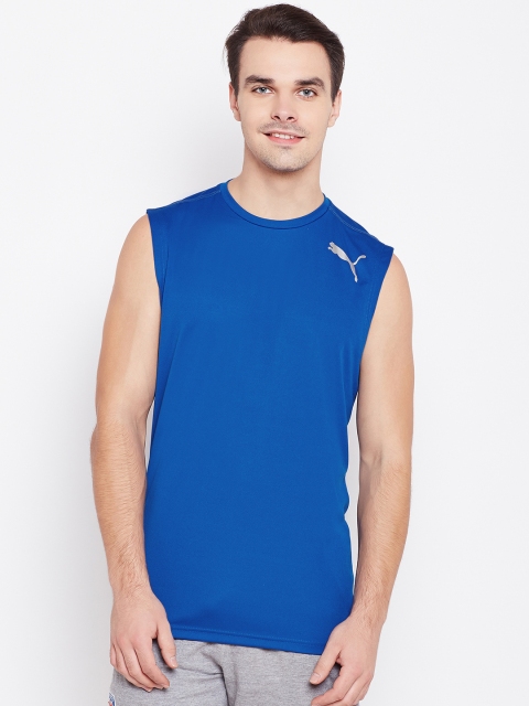 

Puma Men Blue Essential Solid Round Neck Sleeveless T-shirt