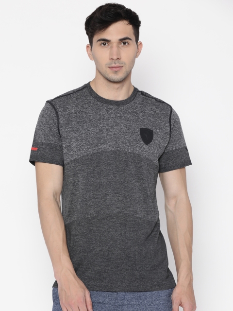 

PUMA Motorsport Men Grey Melange Ferrari EVOKNIT Self Design Round Neck T-shirt