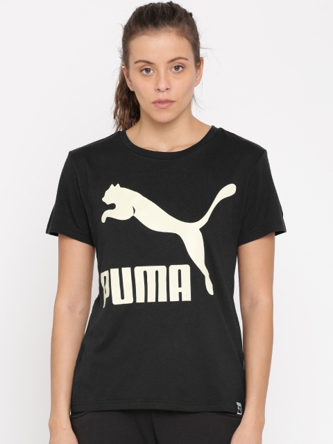 

Puma Women Black Printed Round Neck Archive Logo T-shirt