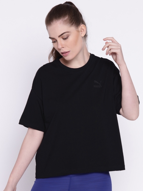 

Puma Women Black Solid Cropped Archive Logo T-shirt