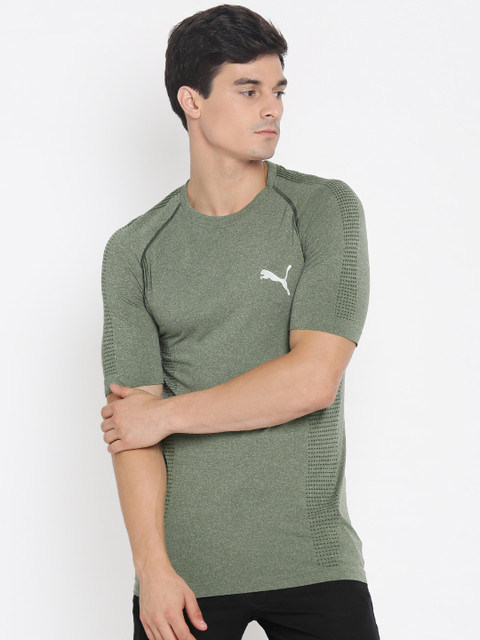 

Puma Men Olive Green evoKNIT Round Neck T-shirt