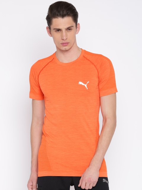 

Puma Men Orange Solid evoKNITRound Neck T-shirt