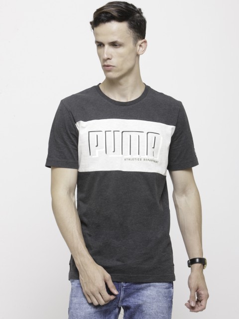 

Puma Men Charcoal Grey Style Athletics Graphic Print Round Neck T-shirt