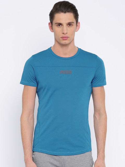 

Puma Men Blue Solid Round Neck Active Tec T-shirt