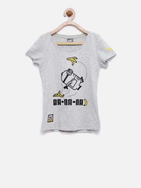 

Puma Girls Grey Minions Printed T-shirt