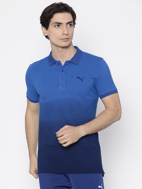 

Puma Men Blue Dyed Polo Collar OMBRE T-shirt