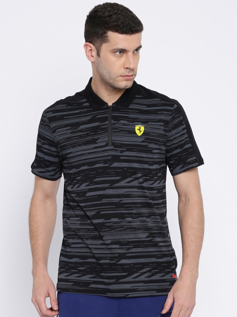 

PUMA Motorsport Men Black Printed Polo Collar T-shirt