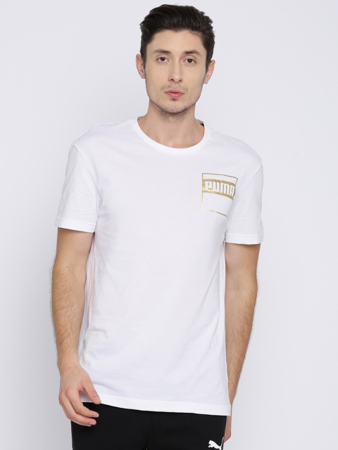 

Puma Men White Solid Round Neck T-shirt