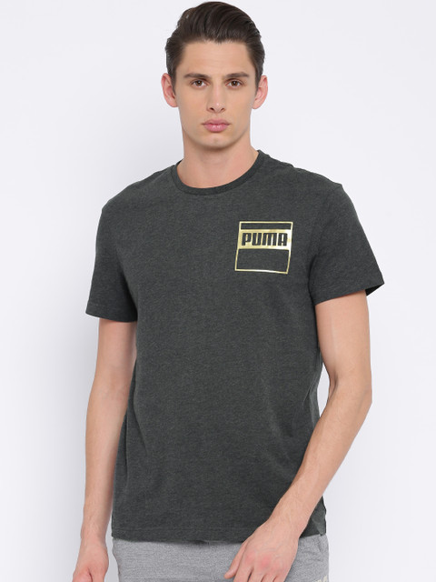 

Puma Men Charcoal Solid Round Neck T-shirt