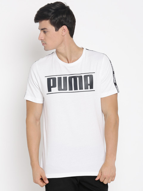 

Puma Men White Printed Round Neck T-shirt