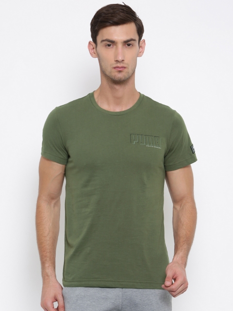 

Puma Men Olive Green Solid STYLE Athletics T-shirt