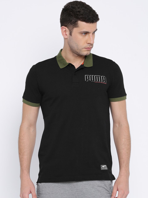 

Puma Men Black Solid Polo Collar T-shirt
