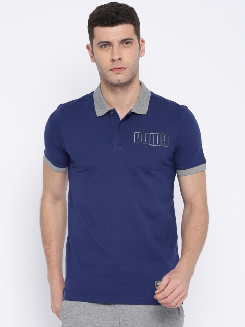 

Puma Men Blue Solid Polo Collar T-shirt