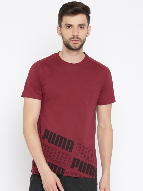 

Puma Men Red Slim Fit Printed Rebel 2.0 Round Neck Pure Cotton T-shirt
