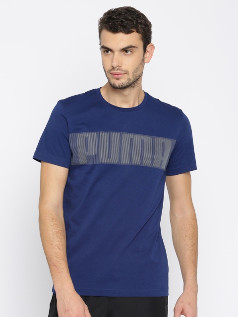 

Puma Men Blue Printed Round Neck Active Hero T-shirt