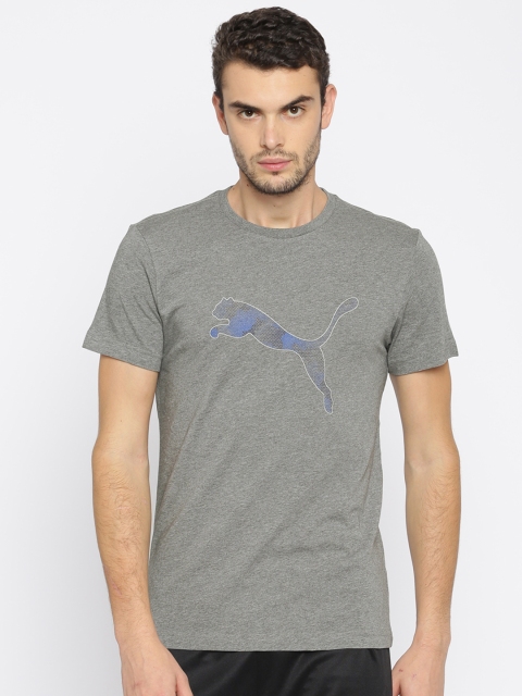 

Puma Men Grey Melange Printed Slim Fit Round Neck Active Hero T-shirt
