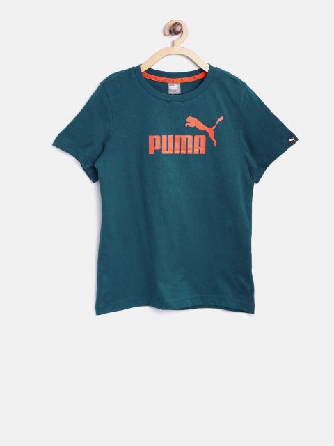 

Puma Boys Teal Blue ESS No.1 Printed Round Neck T-shirt