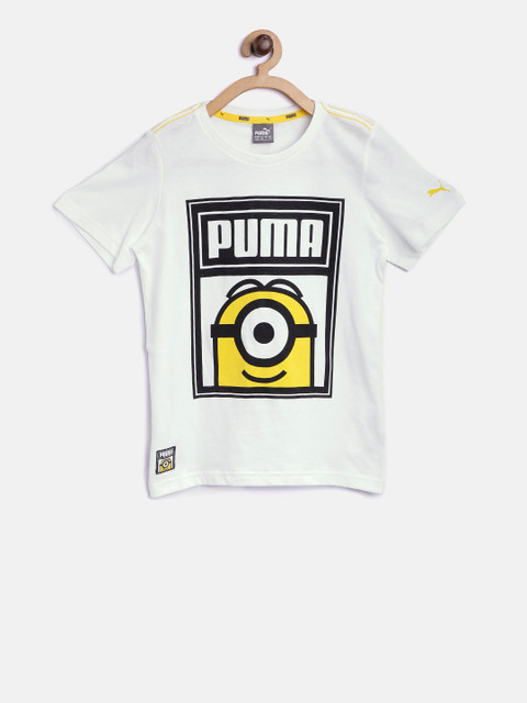 

Puma Boys White Minions Printed Round Neck T-shirt