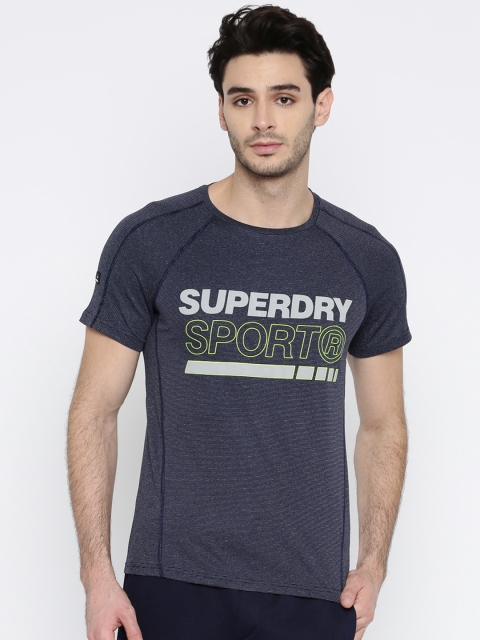 

Superdry Men Navy Blue Striped Round Neck T-shirt