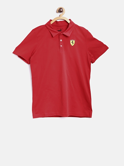 

Puma Boys Red SF Solid Polo Collar T-shirt