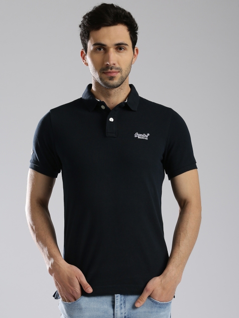 

Superdry Men Navy Blue Solid Polo T-shirt