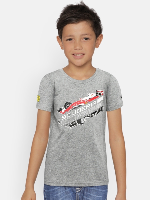 

Puma Boys Grey Melange SF Graphic Printed Round Neck T-shirt