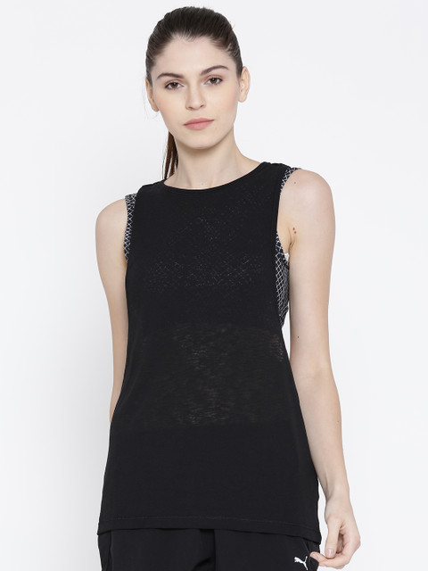 

Puma Women Black Layer Solid Tank Top