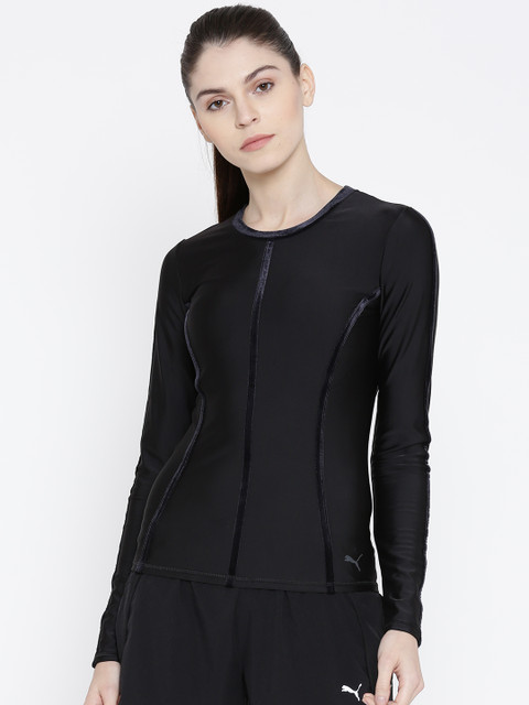 

Puma Women Black Nocturnal Solid Panelled Fitted Top