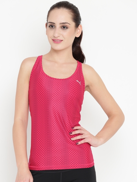 

Puma Women Pink All Eyes On Me Checked Tank Top