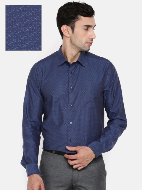 

Blackberrys Men Navy Blue Slim Fit Self Design Formal Shirt