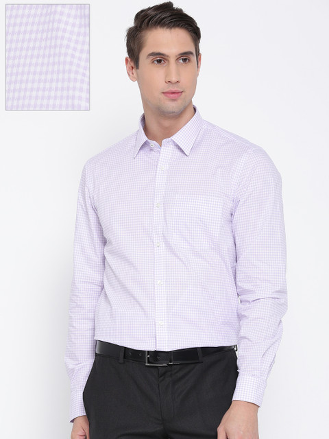 

Blackberrys Men Lavender & White Slim Fit Checked Formal Shirt