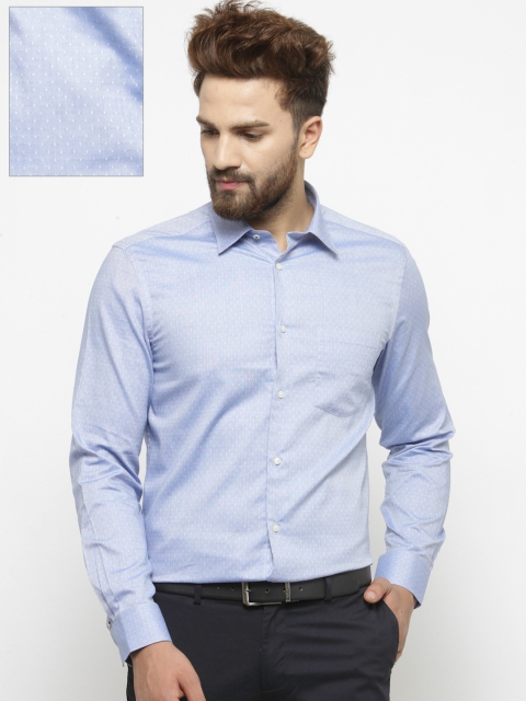 

Blackberrys Men Blue Slim Fit Self-Design Formal Shirt