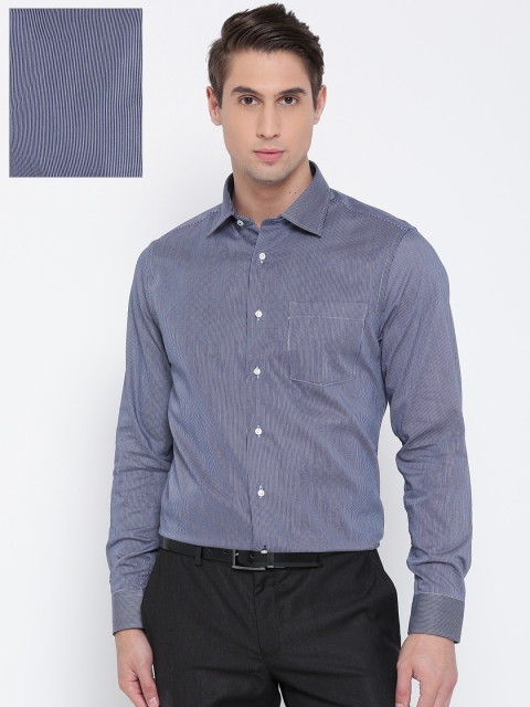 

Blackberrys Men Navy & White Smart Fit Striped Formal Shirt, Navy blue
