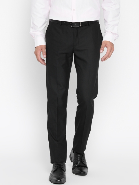 

Blackberrys Men Black Sharp Fit Self-Checked Formal Trousers