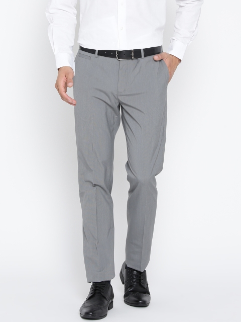 

Blackberrys Men Grey Sharp Fit Solid Formal Trousers