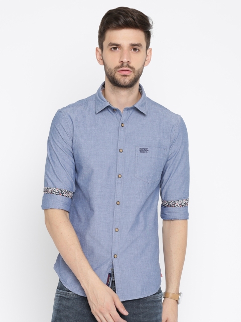 

U.S. Polo Assn. Denim Co. Men Blue Regular Fit Solid Casual Shirt