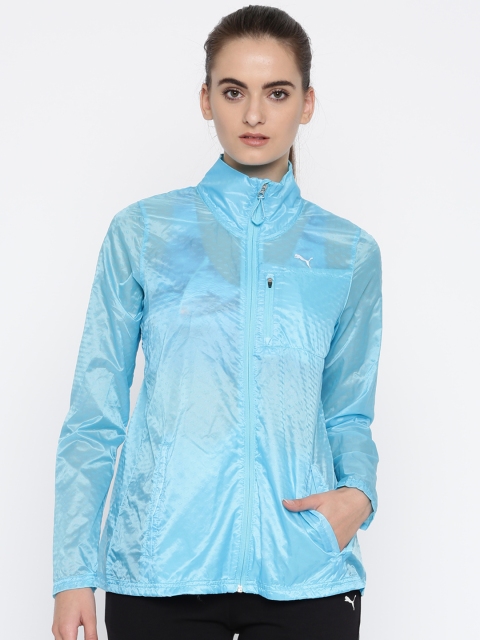 

Puma Women Blue Solid Windcheater and Water Resistant Lite Sporty Jacket