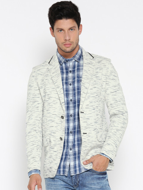 

Fort Collins Off-White Slim fit Single-Breasted Smart Casual Blazer
