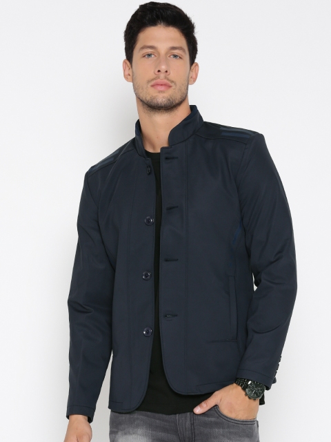 

Fort Collins Men Navy Solid Tailored Jacket, Navy blue