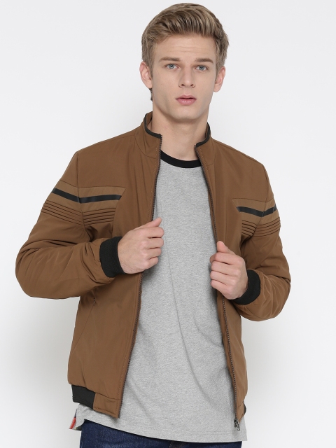 

Fort Collins Men Mustard Brown Striped Detail Bomber Jacket