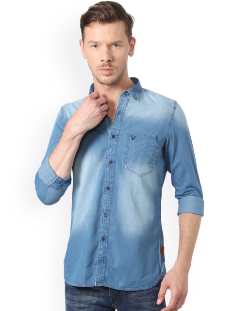 

Solly Jeans Co. by Allen Solly Men Blue Slim Fit Solid Denim Casual Shirt