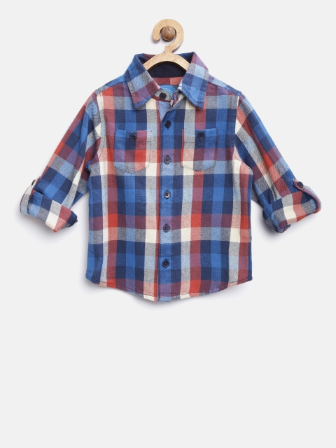 

Nauti Nati Boys Blue & Orange Regular Fit Checked Casual Shirt