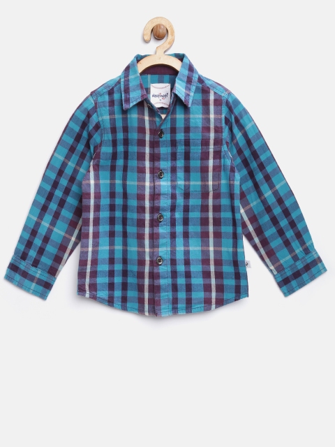 

Nauti Nati Boys Blue & Burgundy Checked Casual Shirt
